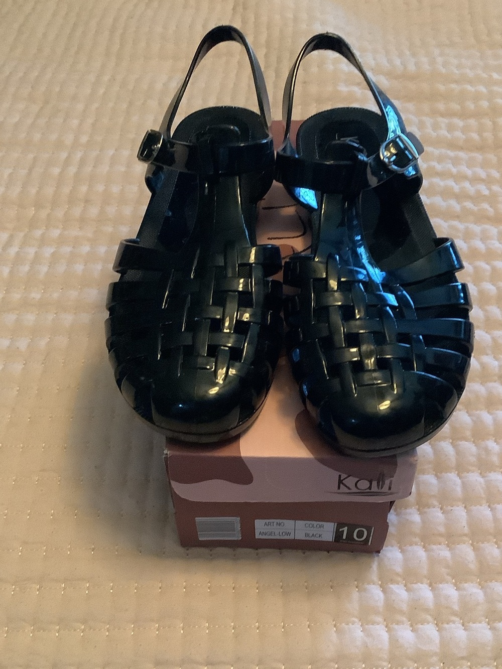 Kali Black Women’s Jelly Fisherman Sandals with Buckle